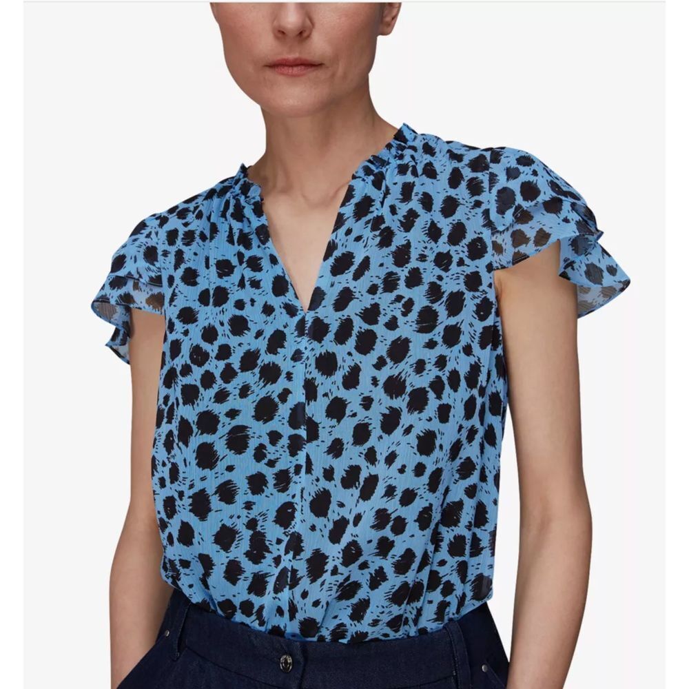 Whistles Brushed‎ Dalmatian Blouse in Blue Animal Print Size 6